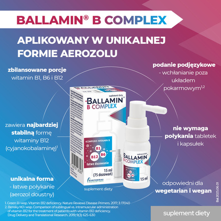 Ballamin B Complex aerozol podjęzykowy o smaku wiśniowym, 15ml