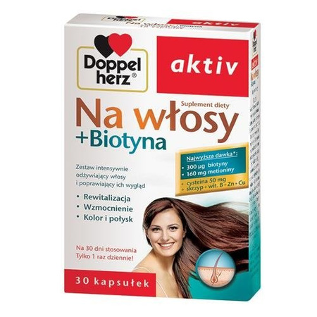 DOPPELHERZ AKTIV Na Włosy + Biotyna x 30 kapsułek