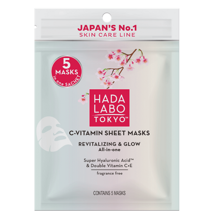 HADA LABO TOKYO MULTI C-VITAMIN Rewitalizujące, C-witaminowe maski na tkaninie 5 sztuk