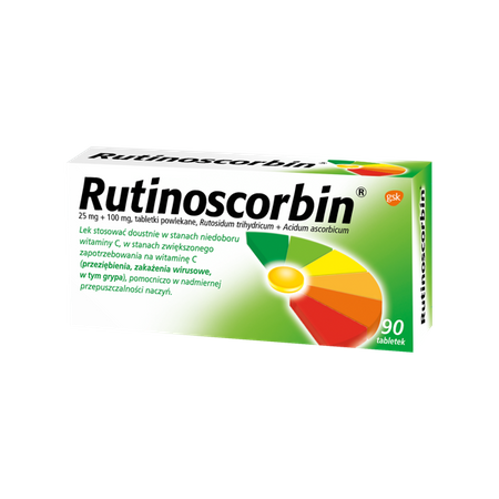 RUTINOSCORBIN (25 mg + 100 mg) x 90 tabletek powlekanych