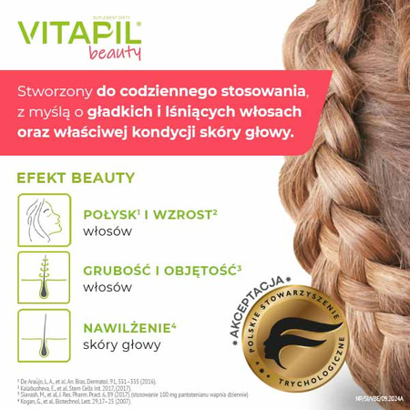 Vitapil beauty kapsułki na gładkie i lśniące włosy, 30 sztuk DATA WAŻNOŚCI 12.2025r.
