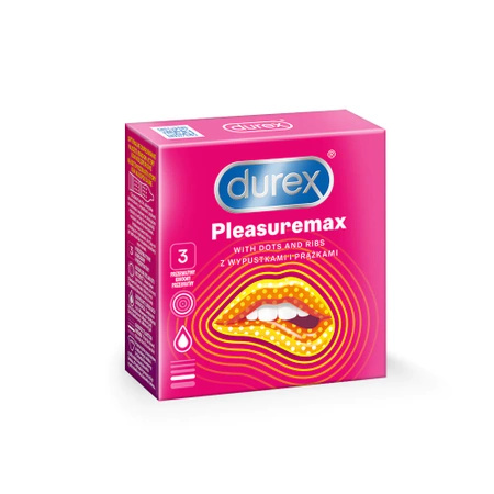 Durex Plesuremax prezerwatywy z prążkami i wypustkami, 3 sztuki