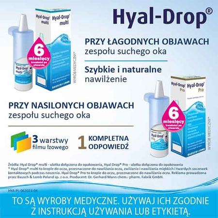 Hyal-Drop multi, nawilżające krople do oczu, 10 ml