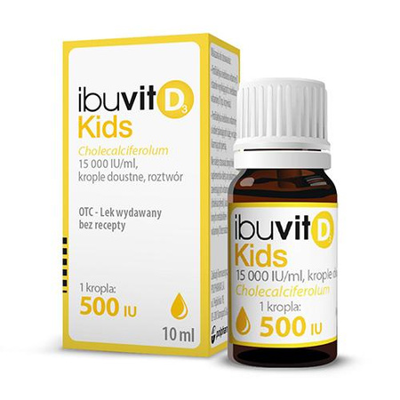 Ibuvit D3 Kids, 15 000 IU/ml, krople doustne, 10ml DATA WAŻNOŚCI 02.2026r.