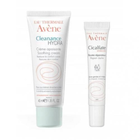 AVENE Zestaw Cleanance Hydra Krem łagodzący 40ml + Cicalfate Balsam do ust 10ml