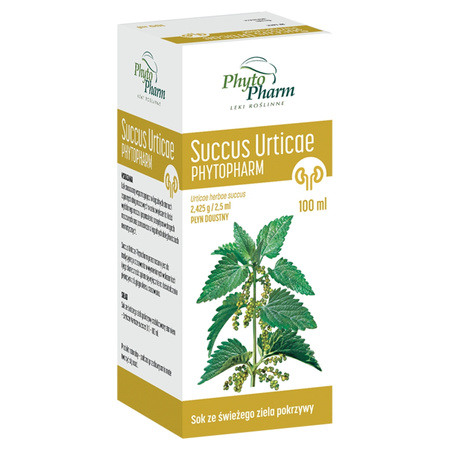 SUCCUS URTICAE PHYTOPHARM płyn doustny 100 ml DATA WAŻNOŚCI 12.2024r.