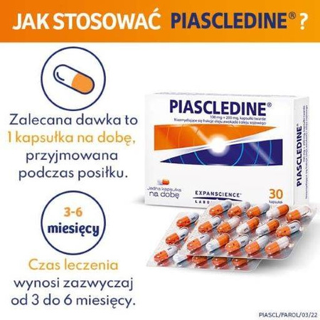 Piascledine, 100 mg+200 mg, lek na chorobę zwyrodnieniową stawu kolanowego, 30 kapsułek twardych