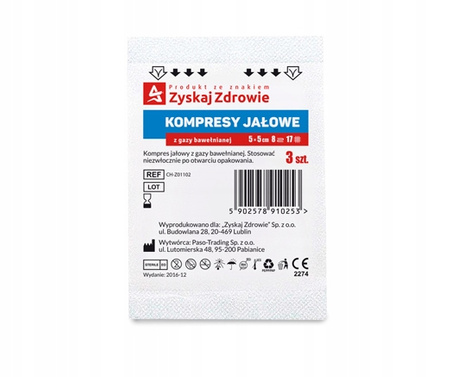 ZYSKAJ ZDROWIE GAZOWE KOMPRESY JAŁOWE 17-nitkowe 5x5 cm - 3 sztuki