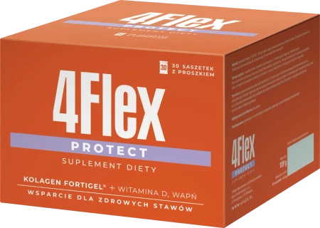 4 Flex 4 Flex Protect - Kolagen Fortigel® + wapń + witamina D, proszek w saszetkach, 30 sztuk