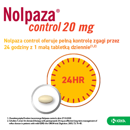 NOLPAZA CONTROL 20 mg x 14 tabletek dojelitowych