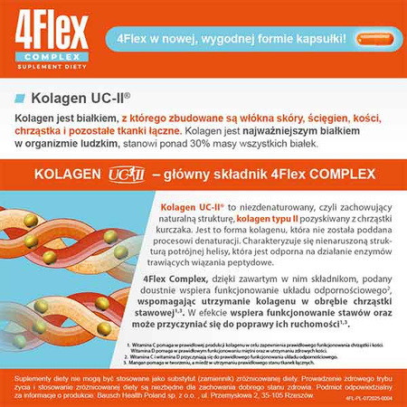 4Flex Complex kapsułki - Kolagen + Witamina C, Witamina D, Mangan i Miedź, 30 sztuk
