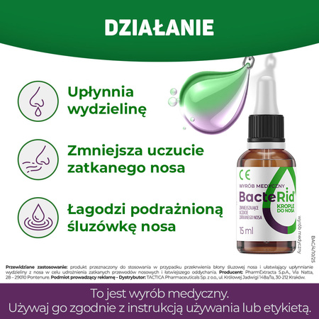 BacteRid® krople do nosa – udrażniają nos, łagodzą podrażnienia, 15ml 