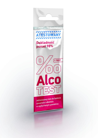 AlkoTest - Test do badania zawartości alkoholu w wydychanym powietrzu, 1 sztuka