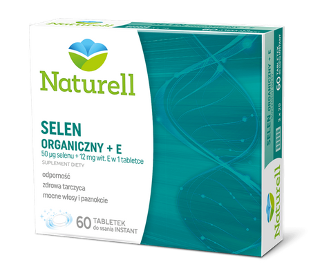 NATURELL Selen organiczny + E x 60 tabletek do ssania DATA WAŻNOŚCI 12.2024r.