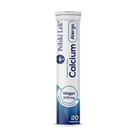 Calcium 300 alergo o smaku pomarańczowym x 20 tabl.