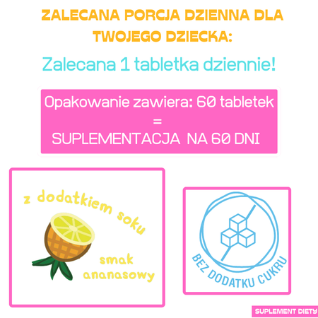 Musująca Witamina D3 tabletki do ssania bez cukru, 60 sztuk