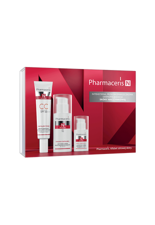 Pharmaceris N Zestaw do pielęgnacji skóry naczynkowej: Krem tonujący CC SPF30 + Krem przeciwzmarszczkowy SPF10 + Krem redukujący cienie i worki pod oczami