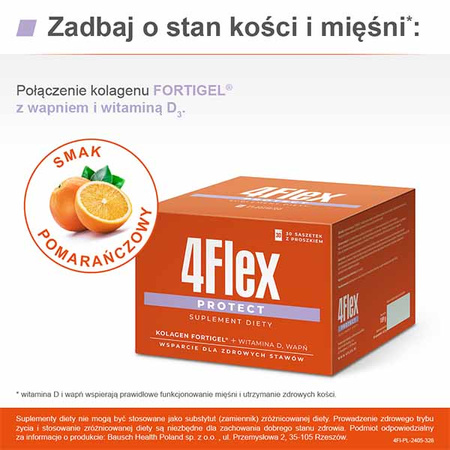 4 Flex 4 Flex Protect - Kolagen Fortigel® + wapń + witamina D, proszek w saszetkach, 30 sztuk