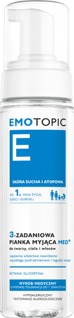 EMOTOPIC 3-Zadaniowa Pianka myjąca MED+ do twarzy, ciała i włosów, 200ml