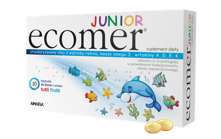 ecomer® JUNIOR kapsułki do żucia o smaku tutti frutti, 30 sztuk