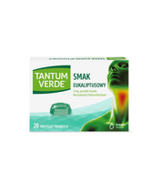 TANTUM VERDE eukaliptusowy, 3 mg, lek na ból gardła i stany zapalne x 20 pastylek do ssania 