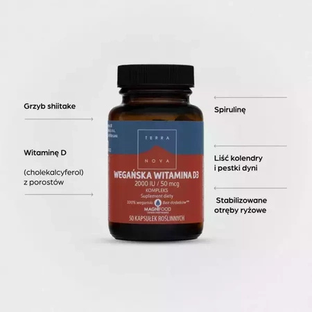 TERRANOVA Wegańska Witamina D3 2000 IU/50mcg kapsułki, 50 sztuk