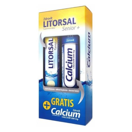 Zdrovit Zestaw: Litorsal Senior+ 24 tabletki musujące + Calcium 300mg 20 tabletek musujących