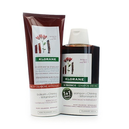 KLORANE CHININA Szampon 200ml + Balsam 200ml