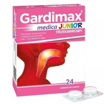 Gardimax Medica Junior (5 mg+1mg), tabletki do ssania o smaku truskawkowym, 24 sztuki  DATA WAŻNOŚCI 01.2025r.