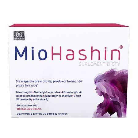 MioHashin wspiera prawidłową produkcję hormonów tarczycy, 90 kapsułek (60 kapsułek Mio + 30 kapsułek Hashin)