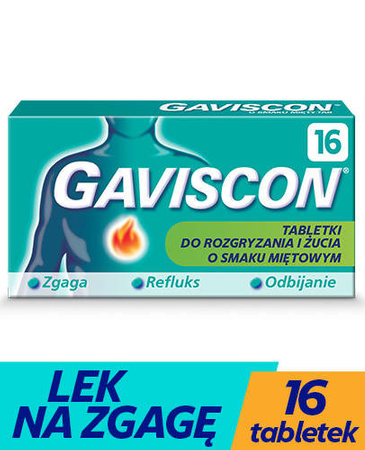 GAVISCON o smaku mięty TAB x 16 tabletek 