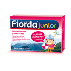 FIORDA JUNIOR o smaku malinowym x 15 pastylek do ssania