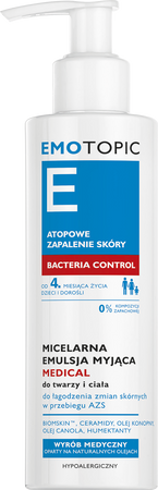 EMOTOPIC Bacteria Control Micelarna emulsja myjąca Medical do twarzy i ciała, 190 ml 