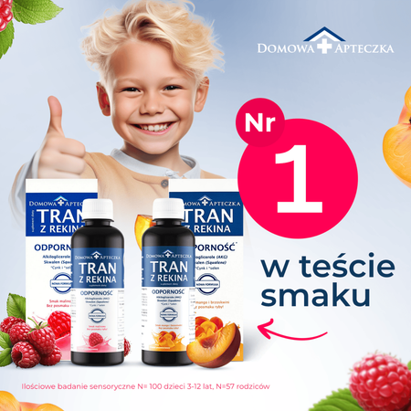 Domowa Apteczka Tran z Rekina o smaku mango-brzoskwinia, 250ml