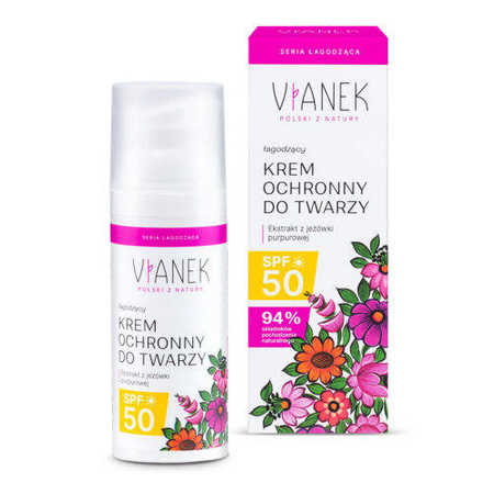 VIANEK Łagodzący Krem ochronny do twarzy SPF50, 50ml