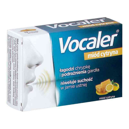 VOCALER Miód i cytryna pastylki do ssania x 12 sztuk