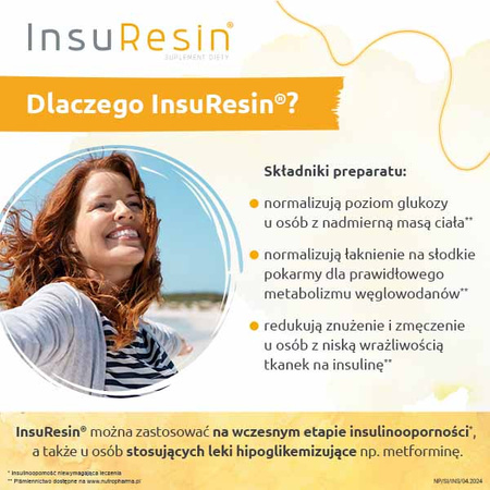 InsuResin 30 saszetek o smaku cytrusowym + 60 kapsułek DATA WAŻNOŚCI 12.2024r.