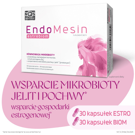 Endomesin Estrobiom - równowaga mikrobioty, 30 kapsułek Esto + 30 kapsułek Biom