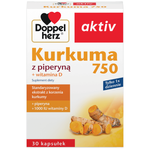 Doppelherz® aktiv Kurkuma 750 z piperyną i witaminą D, 30 kapsułek