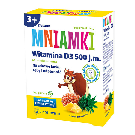 Mniamki Witamina D 500j.m. - pastylki do ssania o smaku anansowym, 60 sztuk Starpharma