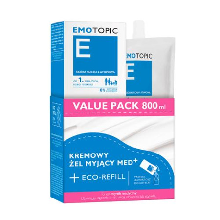 EMOTOPIC MED+ Kremowy Żel myjący 400ml + Eco-Refill 400ml