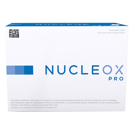 Nucleox PRO wspiera płodność, suplement diety dla mężczyzn dla utrzymania prawidłowej jakości nasienia, 30 saszetek + 30 kapsułek