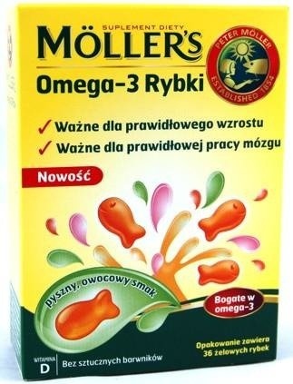 MOLLER'S OMEGA-3 RYBKI smak owocowy x 36 żelek