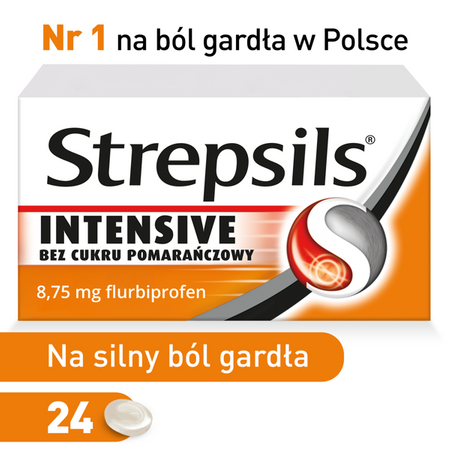 STREPSILS INTENSIVE BEZ CUKRU x 24 tabletki do ssania