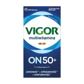 VIGOR multiwitamina ON 50+ zestaw witamin i minerałów z żeń-szeniem i reishi tabletki, 60 sztuk