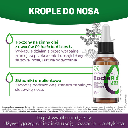 BacteRid® krople do nosa – udrażniają nos, łagodzą podrażnienia, 15ml 