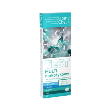 Multi Test Narkotykowy - wykrywanie 5 narkotyków w moczu - Home Check, 1 sztuka