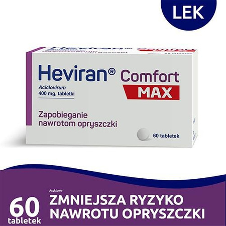 Heviran Comfort MAX 400mg, 60 tabletek.  Lek na opryszczkę