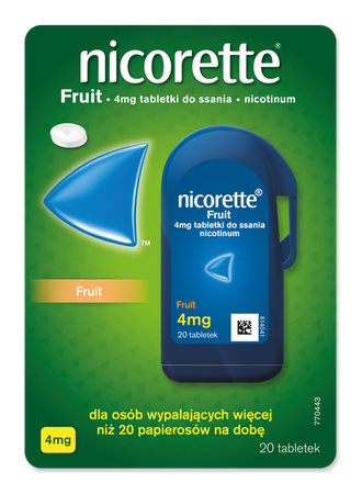 Nicorette Fruit 4mg tabletki do ssania, smak owocowy 20 sztuk