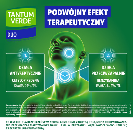 Tantum Verde Duo (1,5 mg/ml + 5 mg/ml) - Aerozol do stosowania w jamie ustnej, 15ml